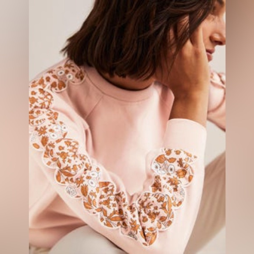 Boden Light Pink Scallop Detail Sweatshirt 2 - Picture 5 of 16